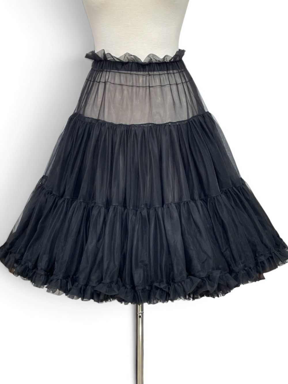 Vtg Malco Modes Black Petticoat Full Tulle Rockabilly Square Dance Underskirt M - Picture 2 of 9